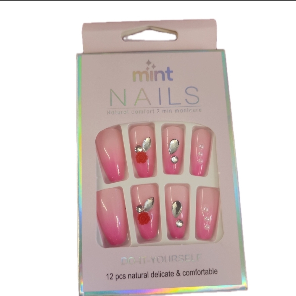 Mint Pink Ombre Press-On Nails